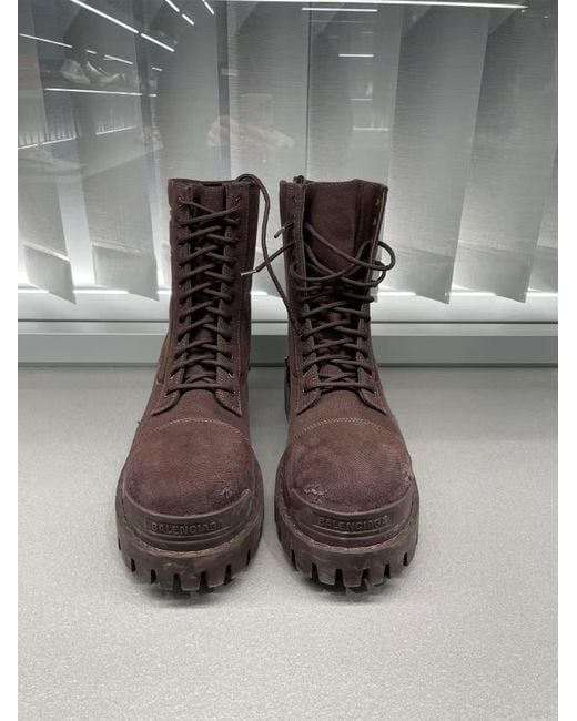 Balenciaga Gray Strike Lace-Up Boots for men