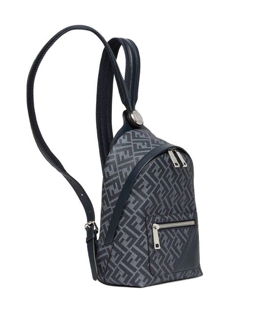 Fendi Black Chiodo Small Diagonal Backpack for men