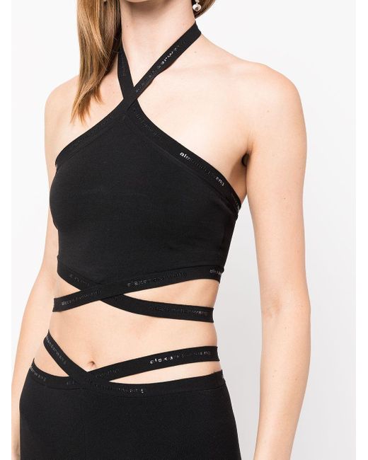 Alexander Wang Black Halterneck Crossed Logo Vest