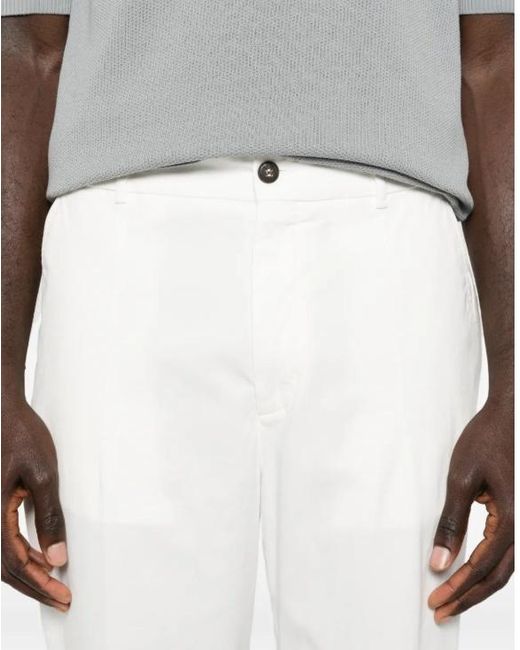 Eleventy White Elastic Waist Chino Trousers for men