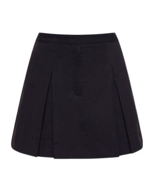 Sporty & Rich Black Serif Logo Double Pleated Skirt