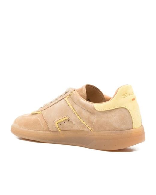 Santoni Natural Logo Embossed Sneakers