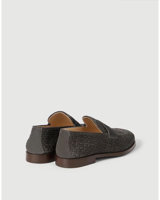Brunello Cucinelli Brown Round-Toe Loafers for men