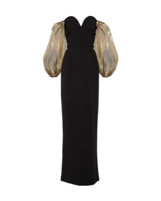 Safiyaa Black Off-Shoulder Crêpe Gown