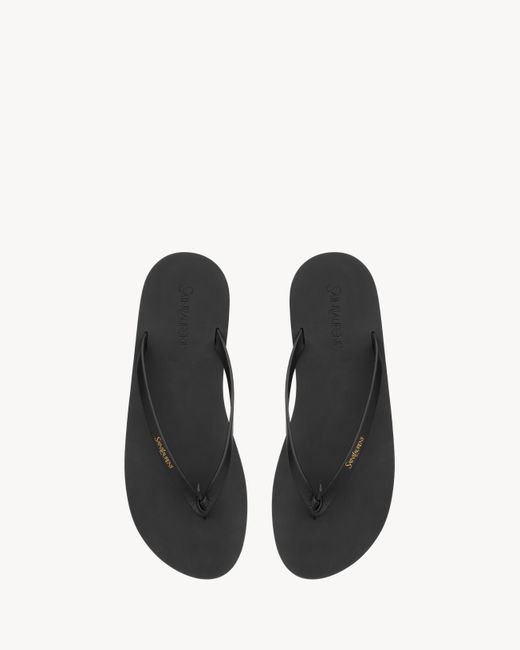 Saint Laurent White Logo Lettering Thong Sandals for men