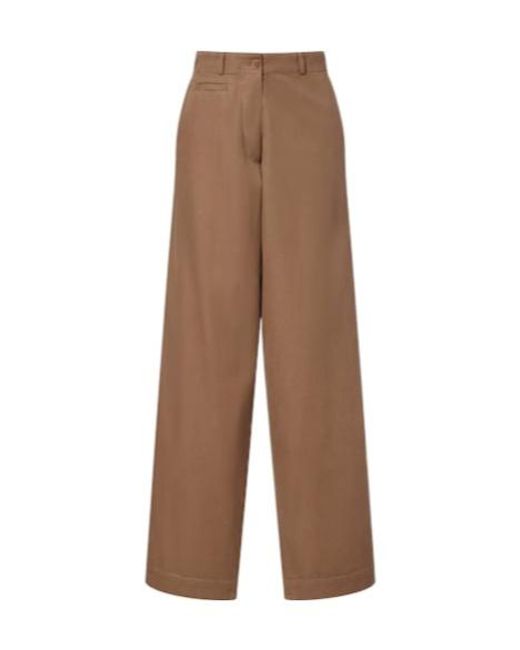 The Row Brown Cotton-Blend Gabardine Wide-Leg Pants