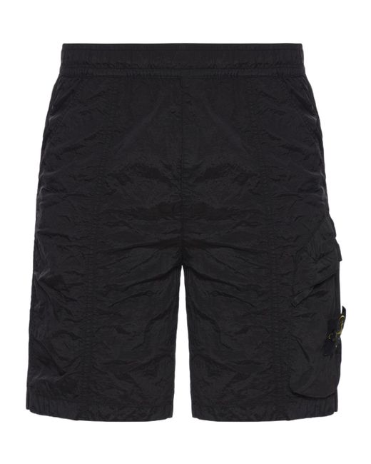 Stone Island Black Compass-Badge Track Shorts for men