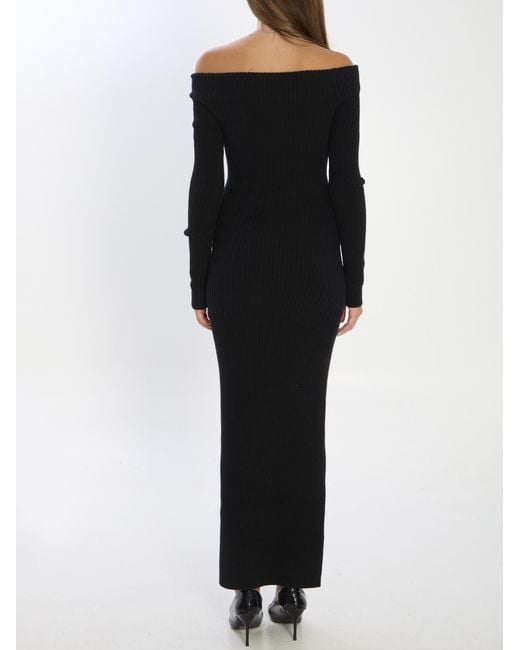 Max Mara Black Arnes Off-Shoulder Maxi Dress