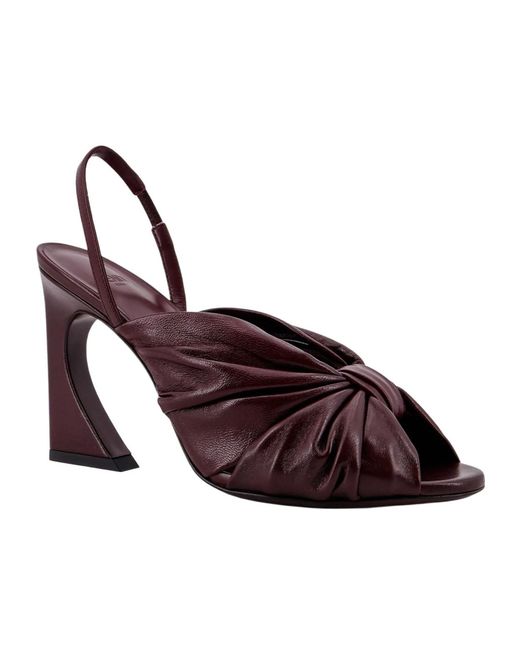Fendi Brown Gathered Detail Slingback Sandals