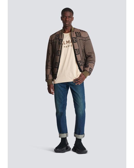 Balmain Natural T-Shirt With Paris Print for men