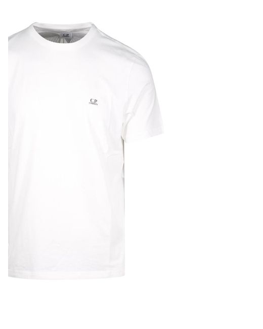 C P Company White Short-Sleeved Round Neck T-Shirt for men