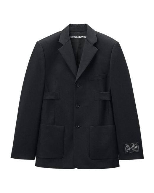 Alexander Wang Black Logo Patch Single-Breasted Blazer