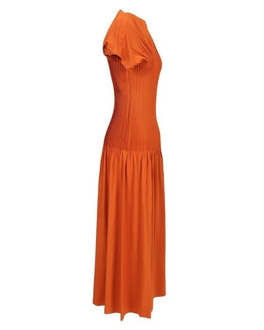 Totême  Orange Knife-Pleated Maxi Dress