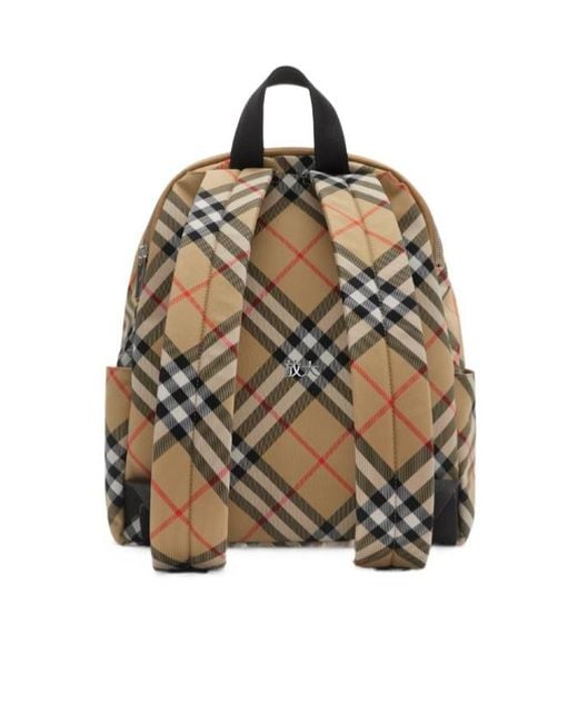 Burberry Gray Small Check-Printed Zipped Backpack for men