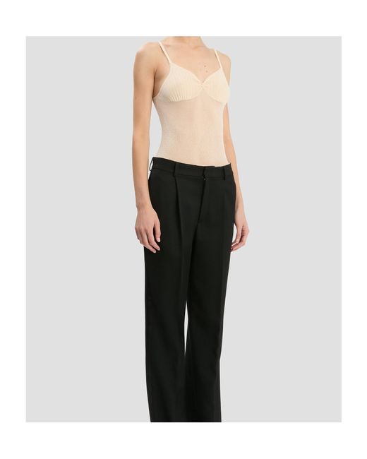 Victoria Beckham Natural Ribbed-Knit Tank Top