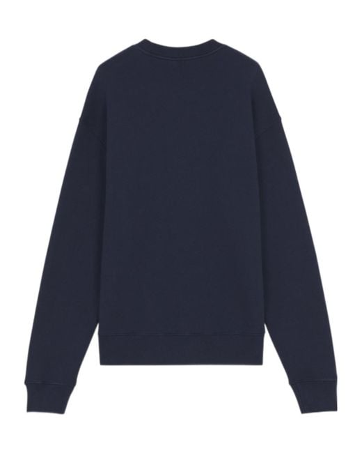 Maison Kitsuné Blue Maison Kitsuné Handwriting Striped Crewneck Sweatshirt for men