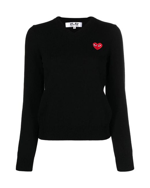 COMME DES GARÇONS PLAY Black Motif V-Neck Jumper