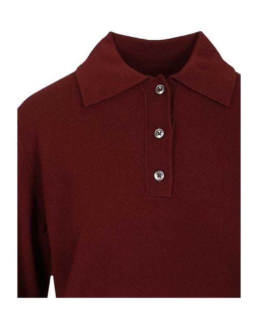 Maison Margiela Red Knitted Polo Top