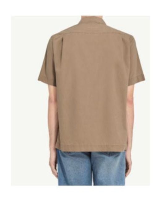 MM6 by Maison Margiela Brown Logo Embroidered Short Sleeved Shirt for men