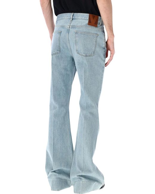 Valentino Blue Logo Patch Flared Jeans for men