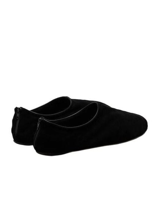 The Row Black Stellene Suede Slip-On Shoes