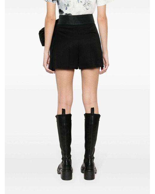 McQueen Black Bow-Detailed High-Waist Shorts