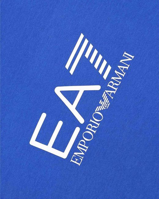EA7 Blue Logo Printed T-Shirt With Round Neck for men