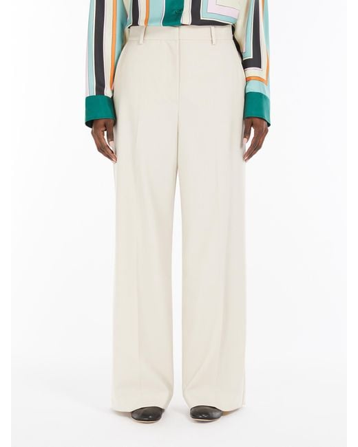 Weekend by Maxmara White Angola Stretch Wide Leg Trousers