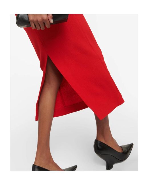 Roland Mouret Red Origami Wool Midi Dress