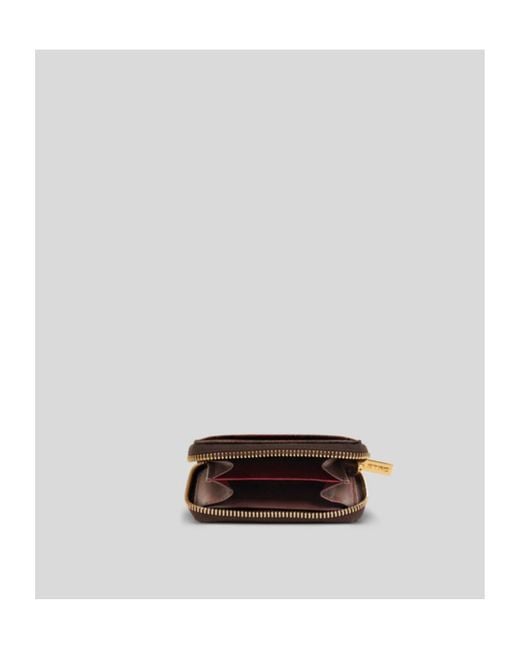 Etro Brown Paisley Printed Logo Embroidered Coin Holder