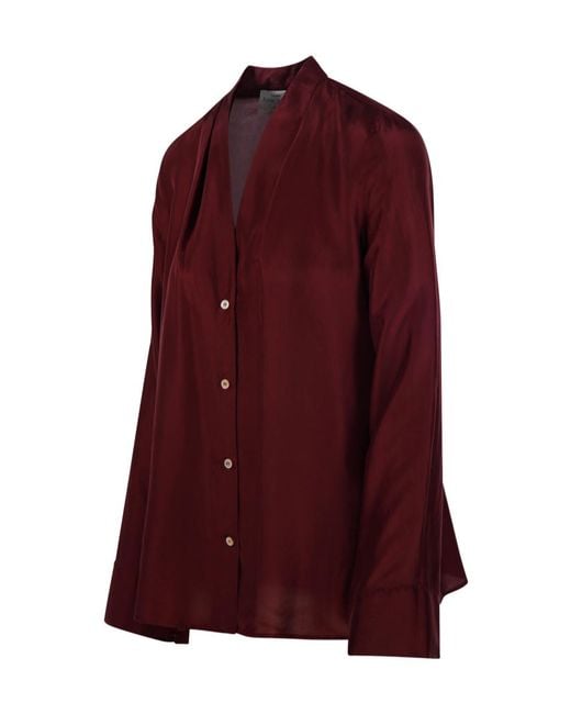 Forte_forte Purple Long Sleeves V-Neck Shirt