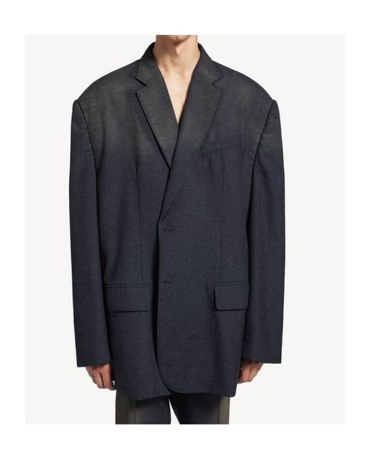 Balenciaga Blue Wool Faded Blazer for men