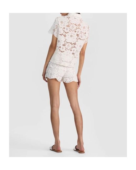 Alice + Olivia White Lane Lace-Embroidered Shirt