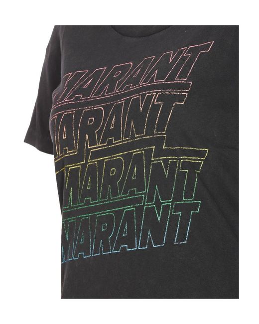 Isabel Marant Black Isabel Marant Étoile Ziliani Logo Printed Crewneck T-Shirt