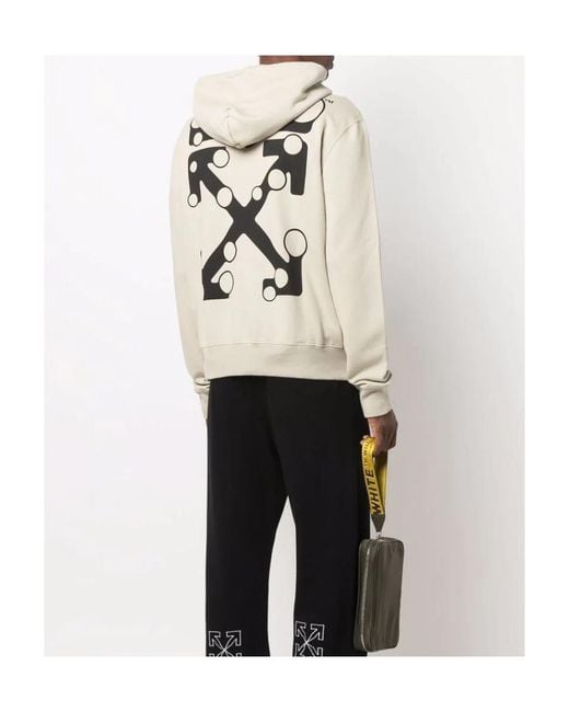 Off-White c/o Virgil Abloh Natural Bubble Arrow-Logo Slim Zip-Front Hoodie for men