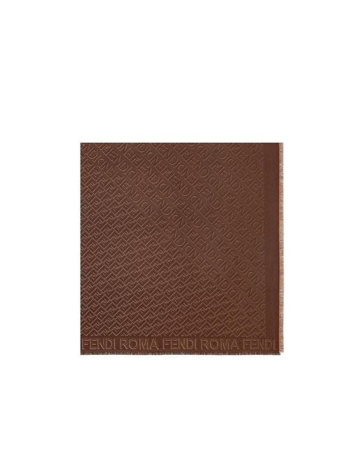Fendi Brown Ff Jacquard 3D-Effect Shawl