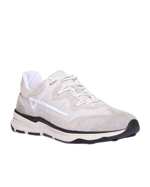 Herno White Panelled Lace-Up Sneakers for men