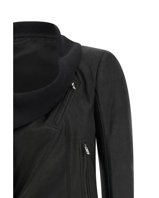 Rick Owens Black Scarf Embellished Biker Jacket