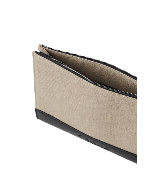 Chloé Natural Logo-Embroidered Clutch Bag