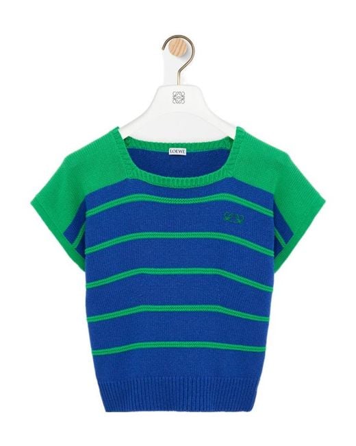 Loewe Green Striped Cropped Knitted Top
