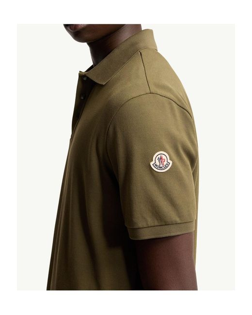 Moncler Green Logo Cotton Piquet Polo Shirt for men