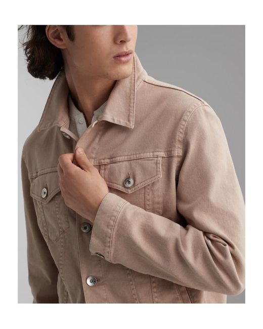 Brunello Cucinelli Natural Buttoned Slim-Fit Denim Jacket for men