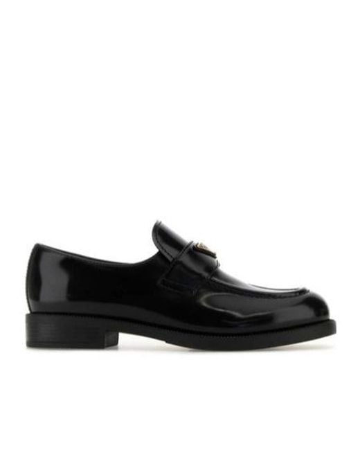 Prada Black Triangle-Logo Mocassinis