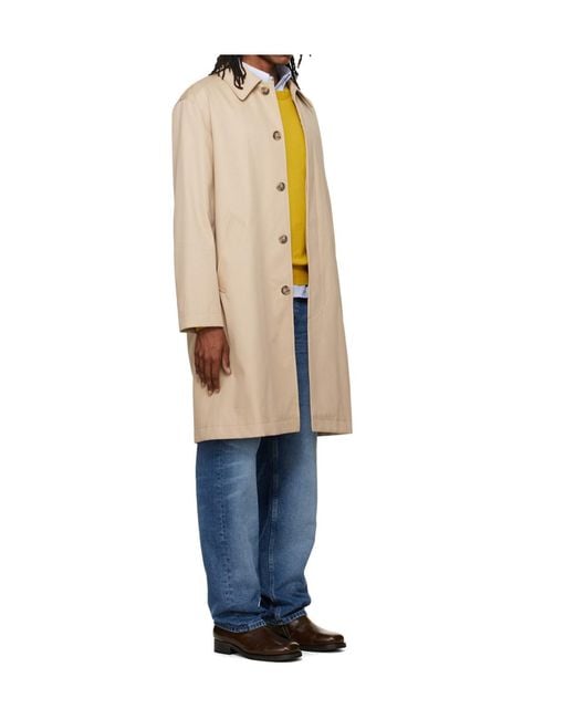 A.P.C. Natural Cotton Gabardine Trench Coat for men