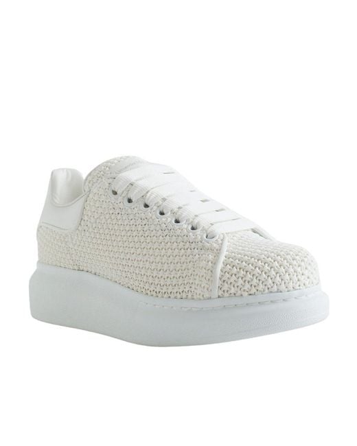 McQueen Gray Round Toe Knitted Sneakers