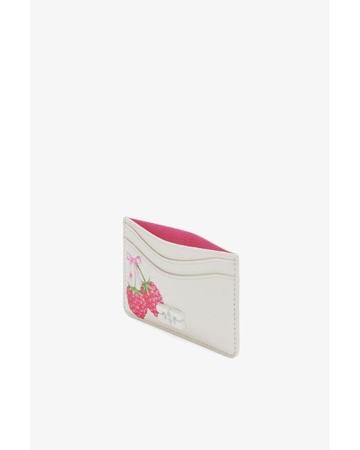 Ganni White Bou Raspberry-Print Card Holder
