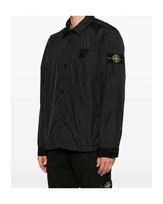 Stone Island Black Logo-Patch Jacket for men