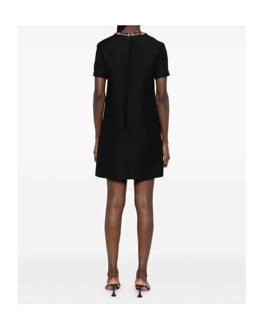 Valentino Black Embroidered Crepe Couture Short Dress