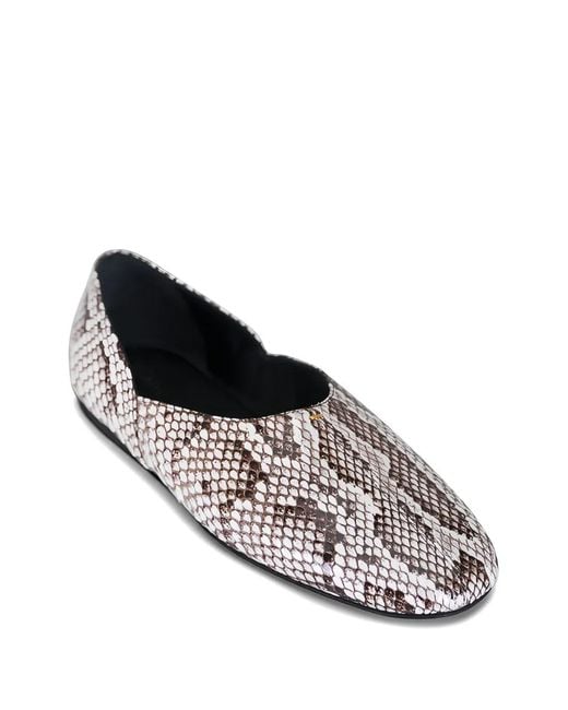 Khaite White Jane Snakeskin Flats