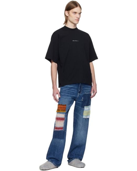 Marni Black Logo Printed Crewneck T-Shirt for men